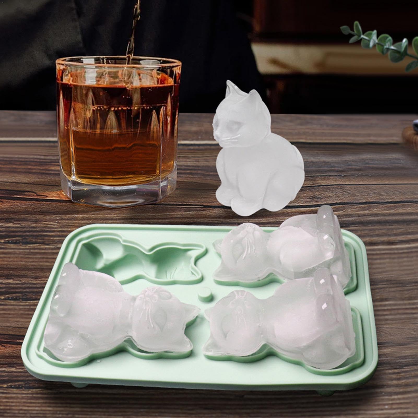 Amazon | キャットトレイ - 飲み物用シリコン製氷型、猫型チョコレート